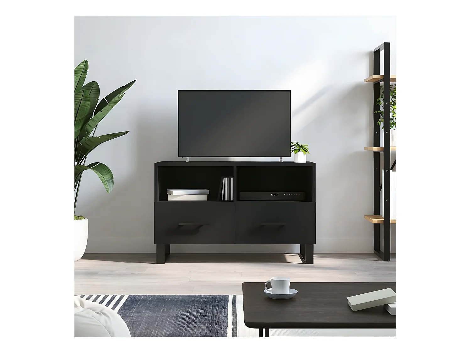 Meuble TV Noir 80x36x50 cm Bois d'ingénierie