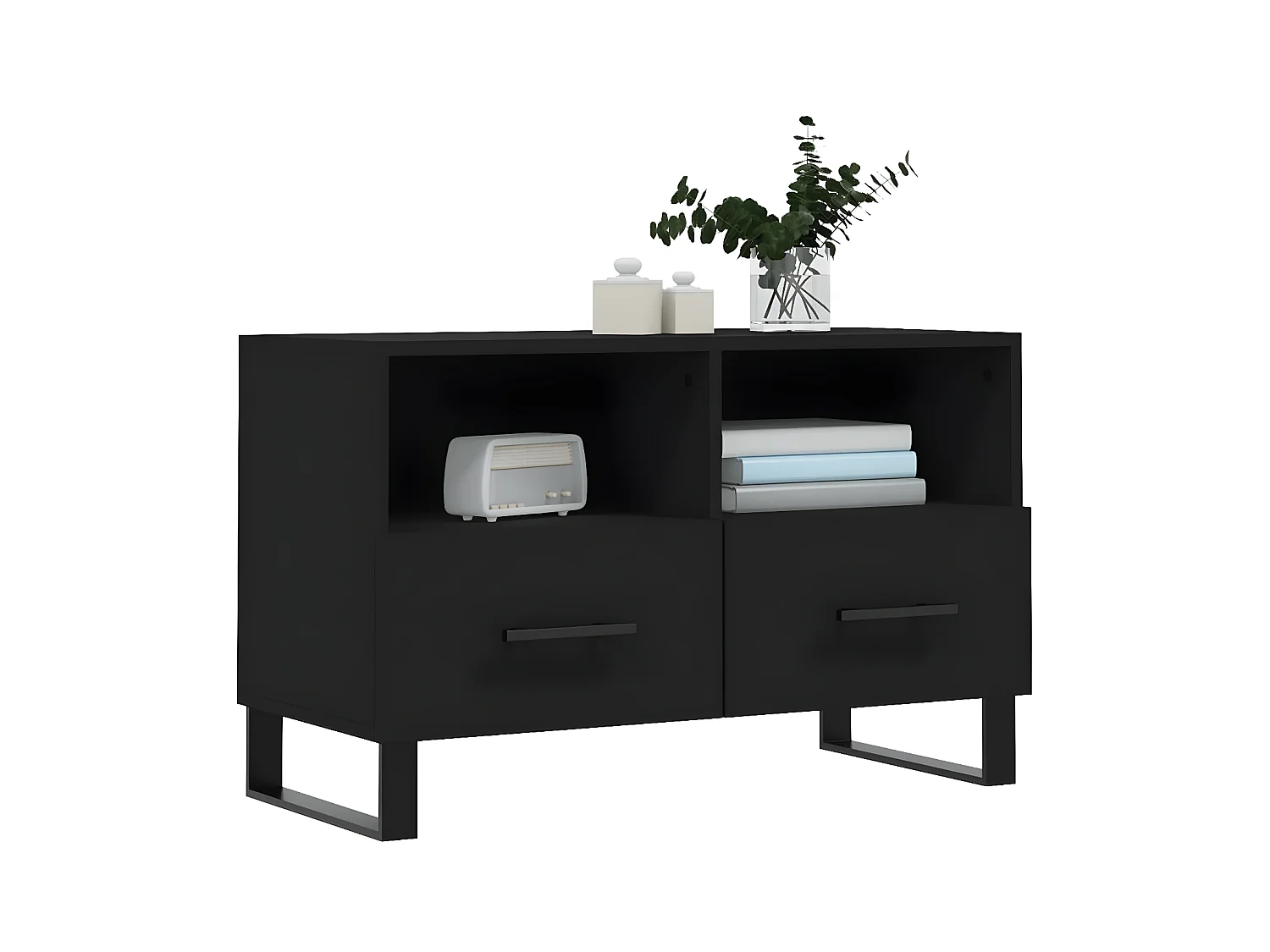 Meuble TV Noir 80x36x50 cm Bois d'ingénierie