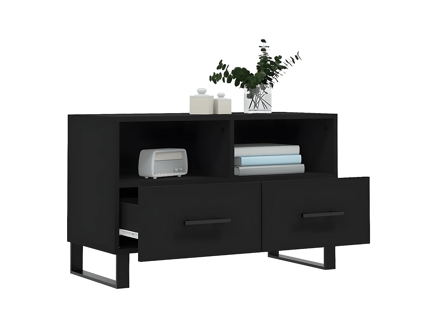 Meuble TV Noir 80x36x50 cm Bois d'ingénierie