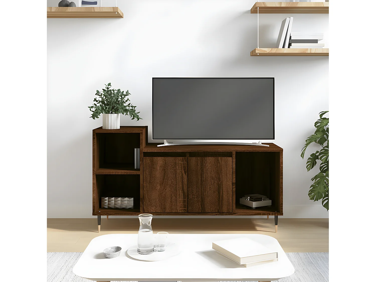 Móvel de TV Carvalho castanho 100x35x55 cm Madeira trabalhada