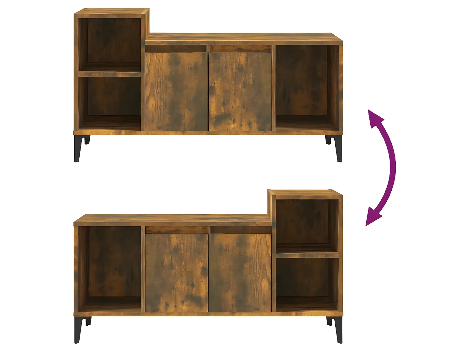 Mueble TV Roble ahumado 100x35x55 cm Madera contrachapada