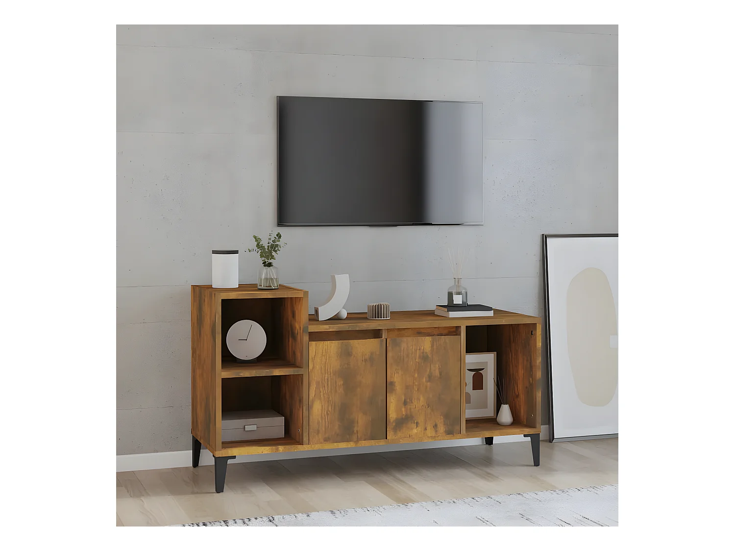 TV-meubel Gerookt eiken 100x35x55 cm Bewerkt hout