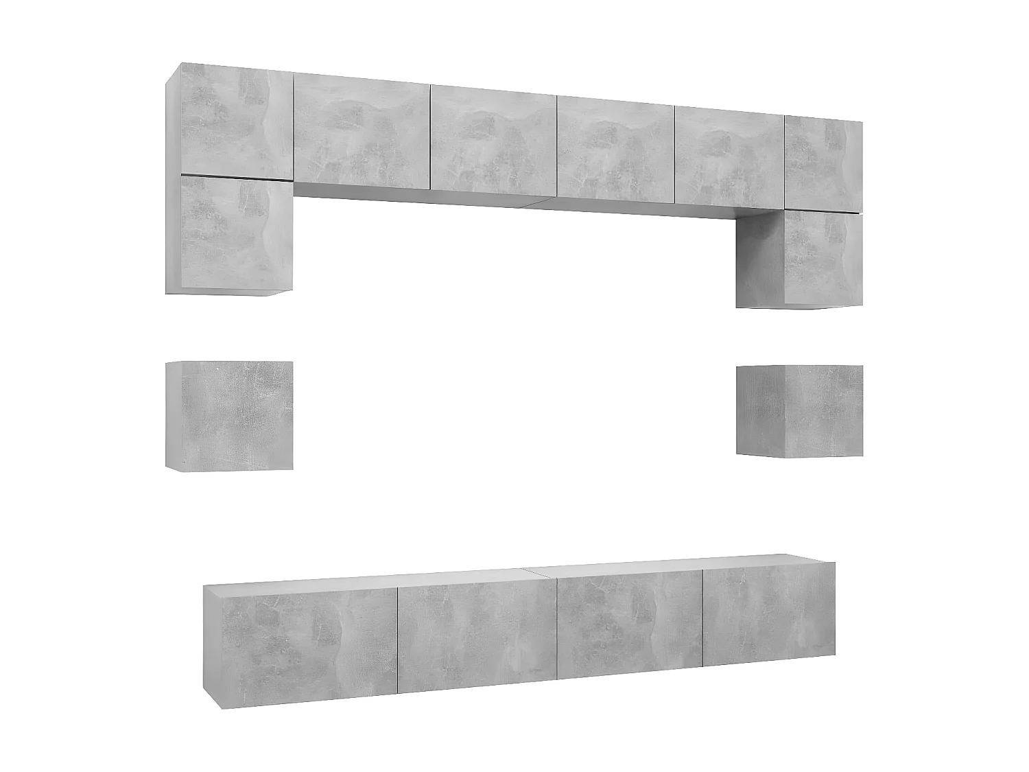 Conjunto mueble TV 8 piezas Aglomerado gris hormigón