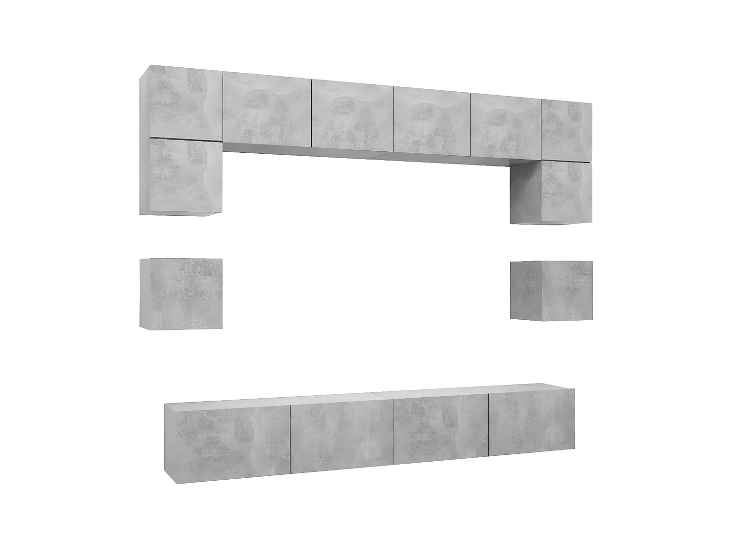 Ensemble de meuble TV 8 pcs Gris béton Aggloméré