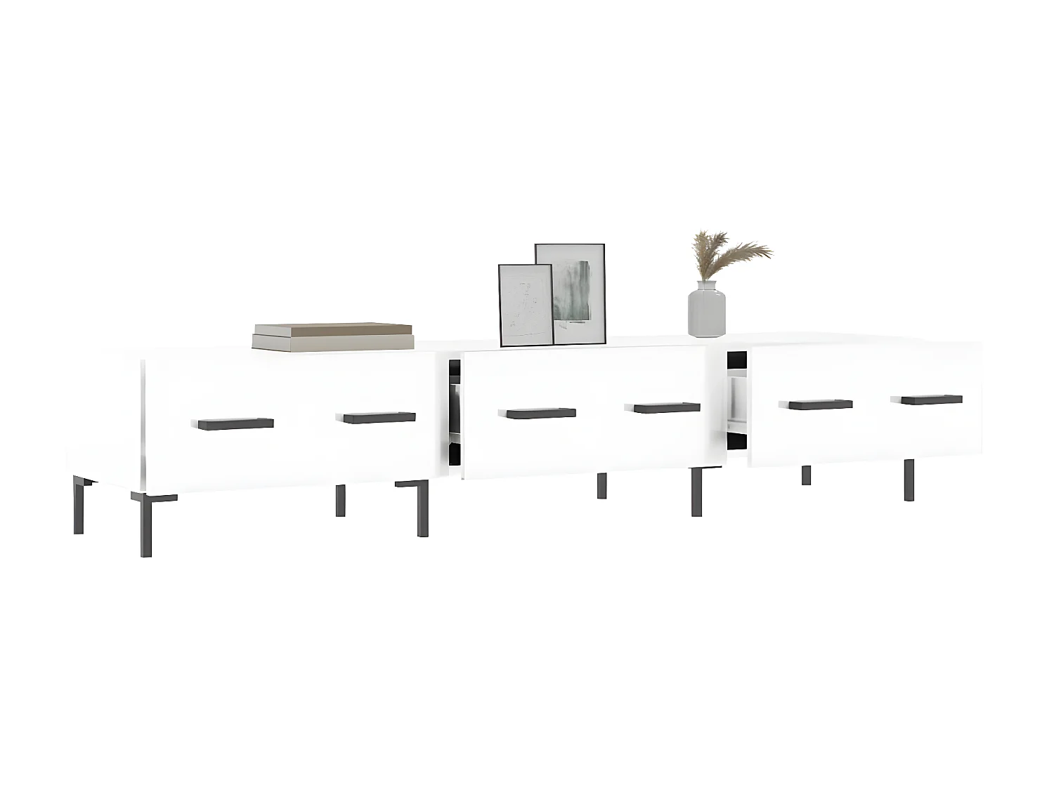 Meuble TV blanc brillant 150x36x30 cm bois d'ingénierie