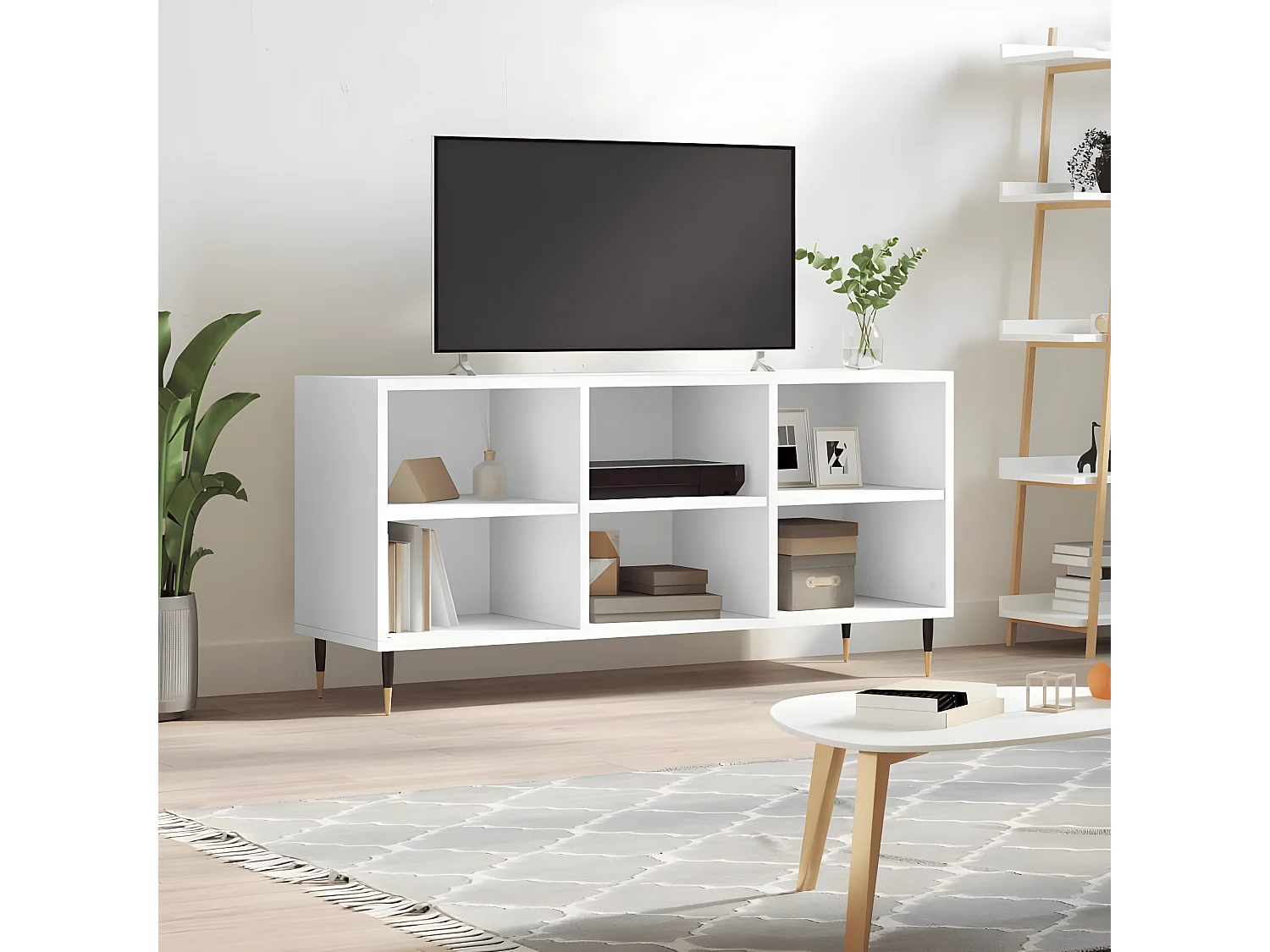 Weißer TV-Schrank 103,5 x 30 x 50 cm, Holzwerkstoff