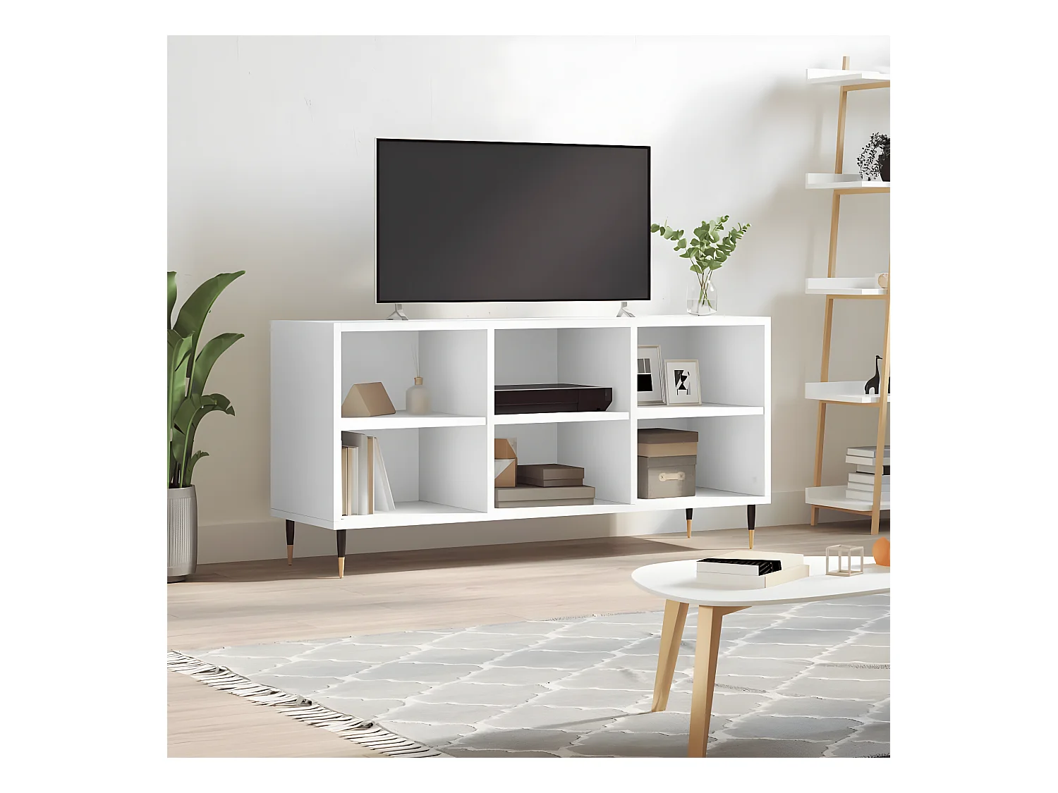 Weißer TV-Schrank 103,5 x 30 x 50 cm, Holzwerkstoff