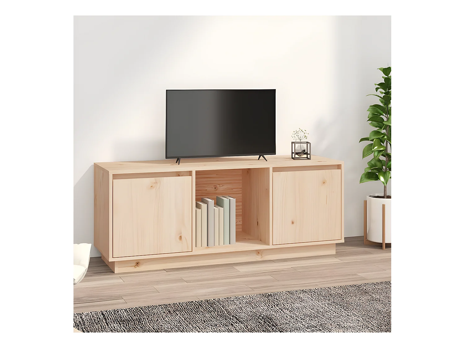 TV-Schrank 110,5x35x44 cm Massives Kiefernholz