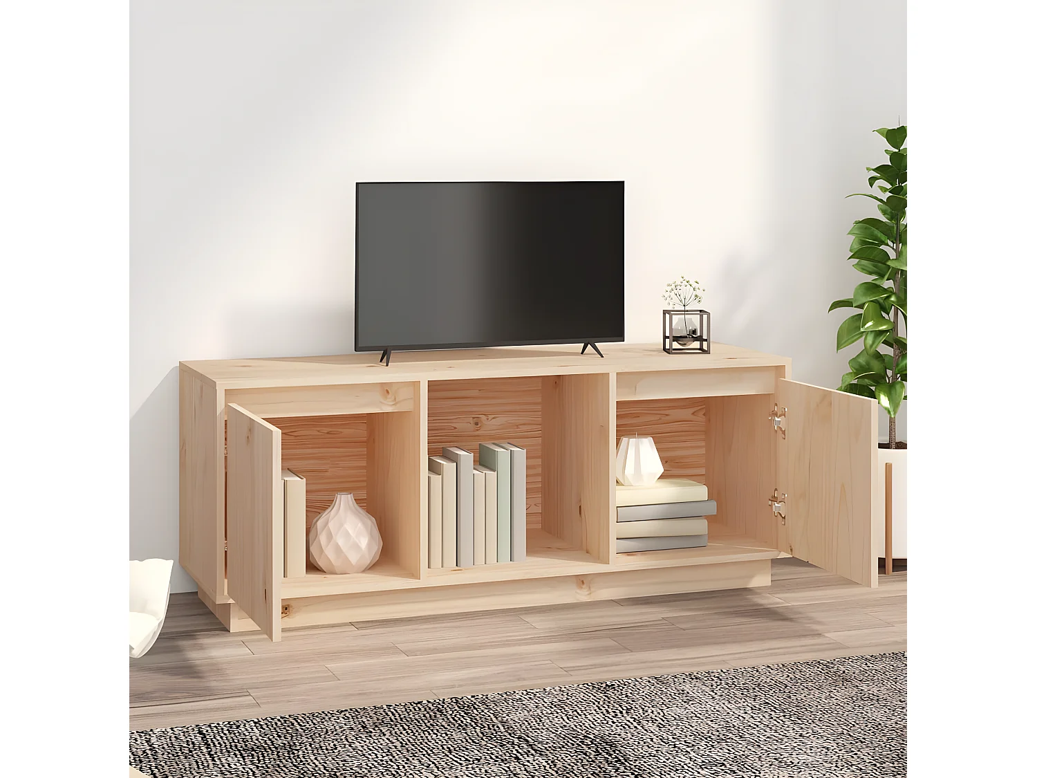 Meuble TV 110,5x35x44 cm Bois de pin massif