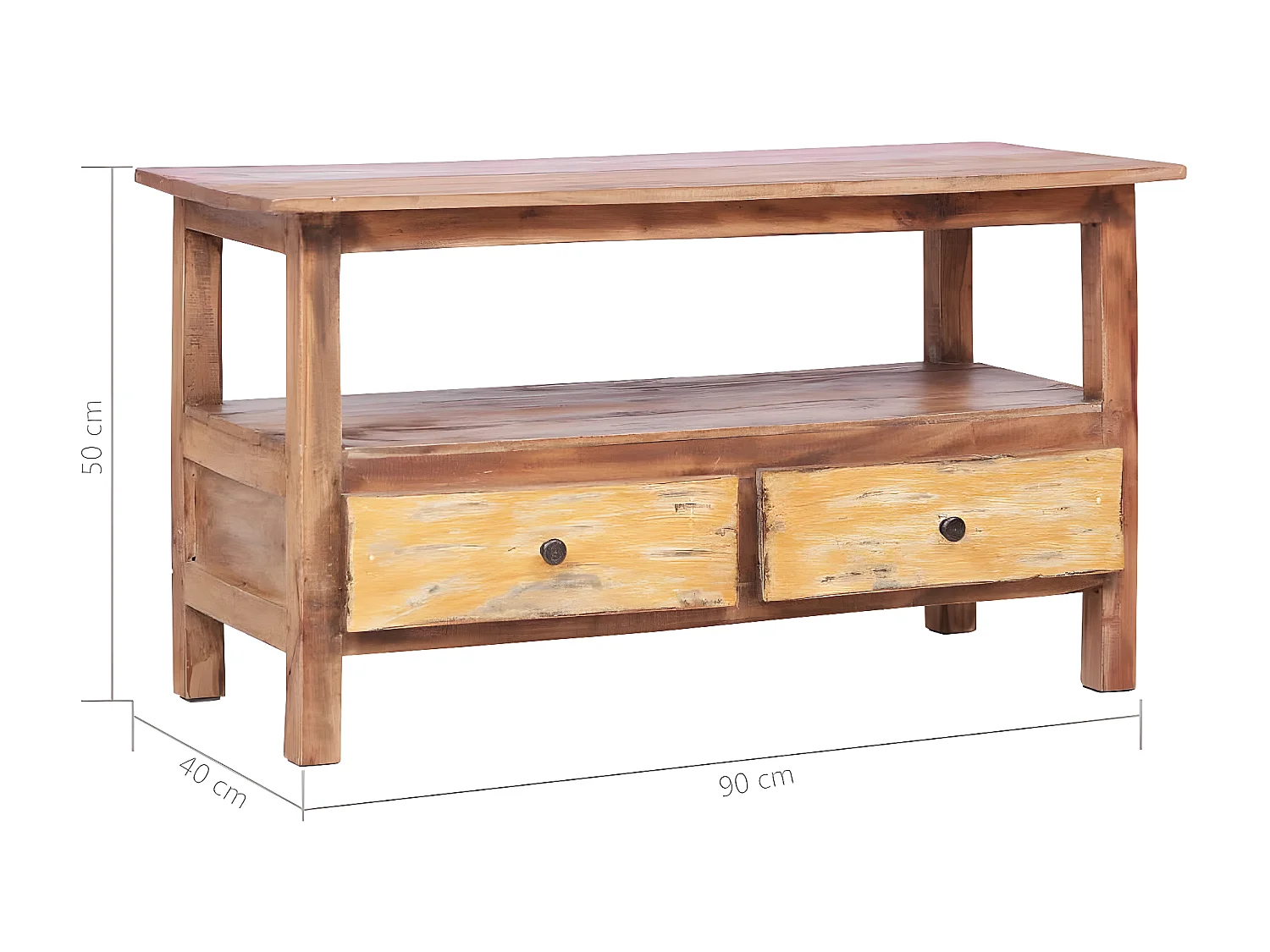 TV-Schrank 90 x 40 x 50 cm Massives Altholz