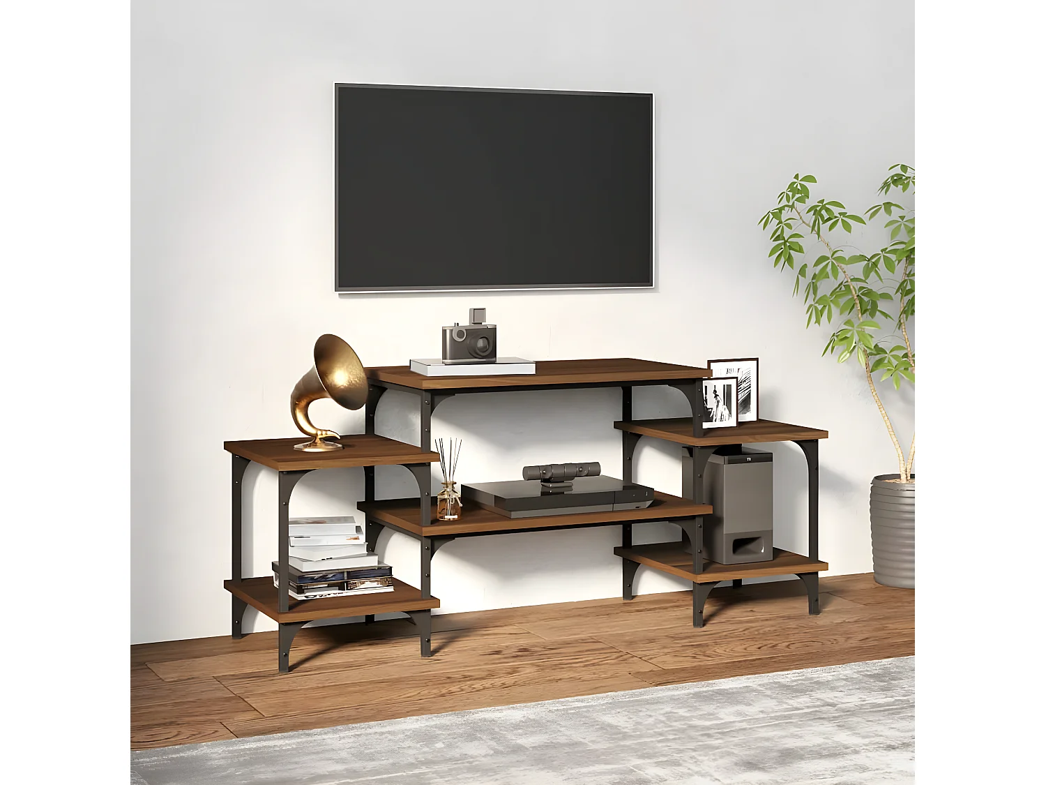 Meuble TV Chêne marron 117x35x52 cm Bois d'ingénierie