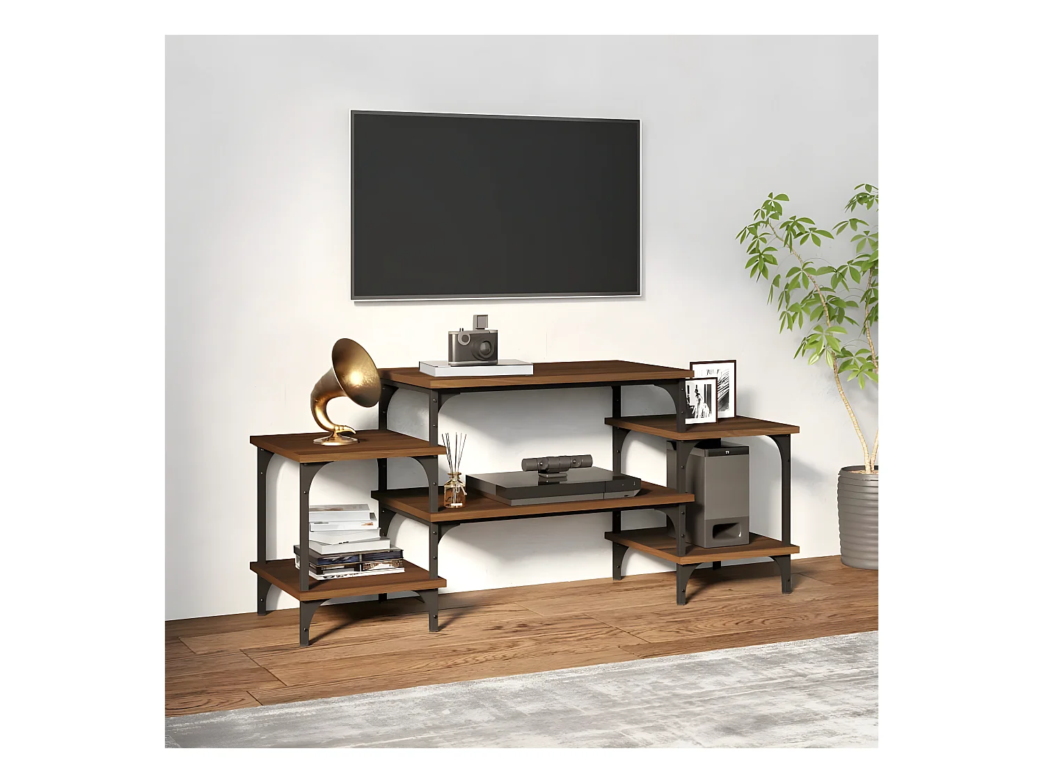 Meuble TV Chêne marron 117x35x52 cm Bois d'ingénierie