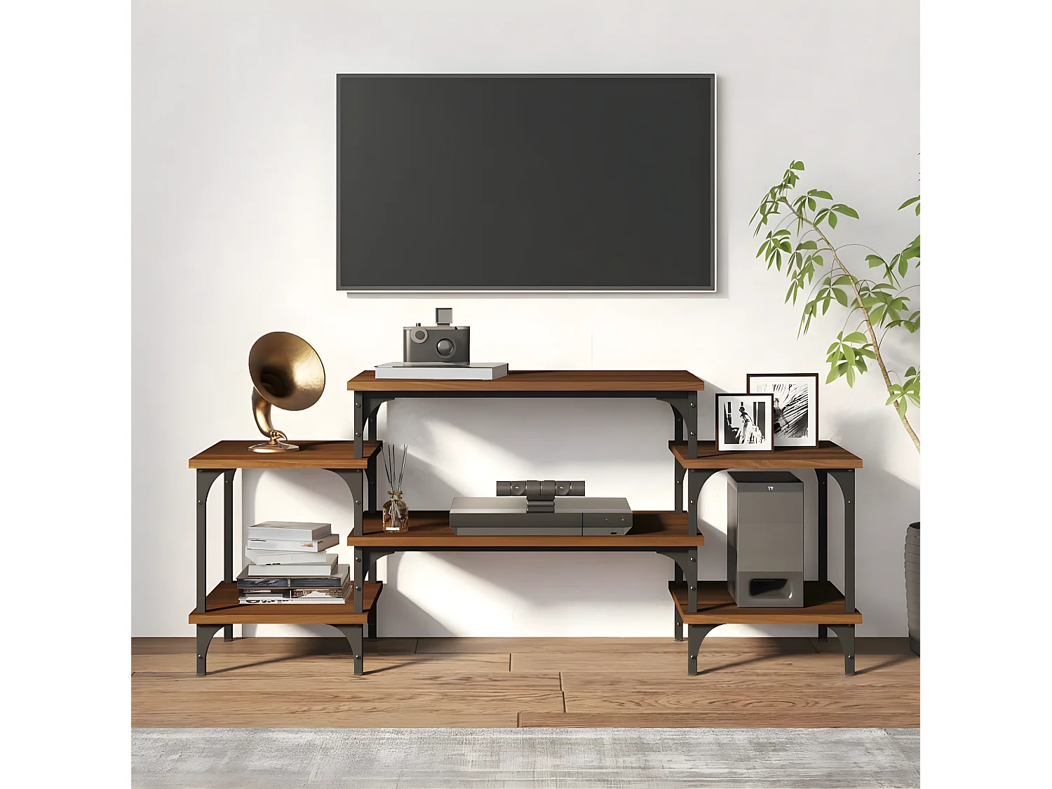 Meuble TV Chêne marron 117x35x52 cm Bois d'ingénierie
