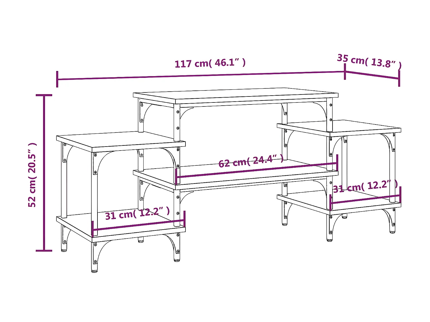 Meuble TV Chêne marron 117x35x52 cm Bois d'ingénierie
