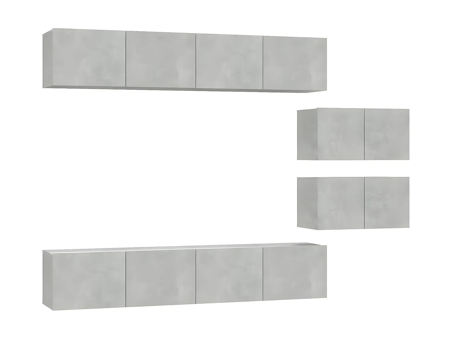 Juego de muebles para TV 6 piezas Gris cemento Madera contrachapada