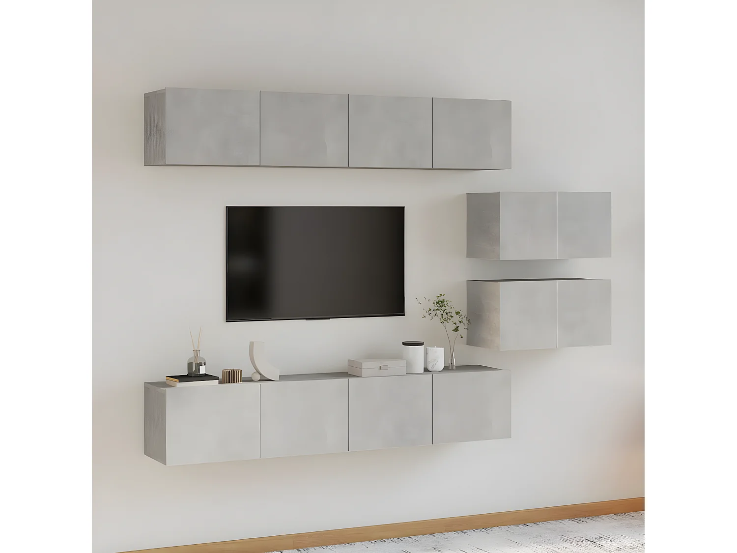 Ensemble de meubles TV 6 pcs Gris béton Bois d'ingénierie