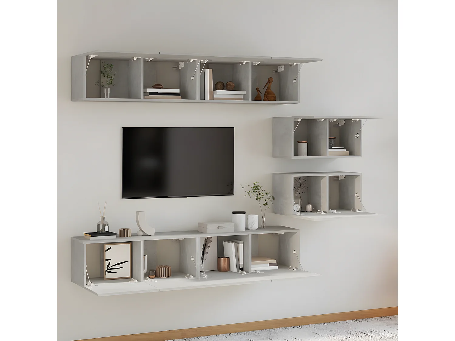 Ensemble de meubles TV 6 pcs Gris béton Bois d'ingénierie