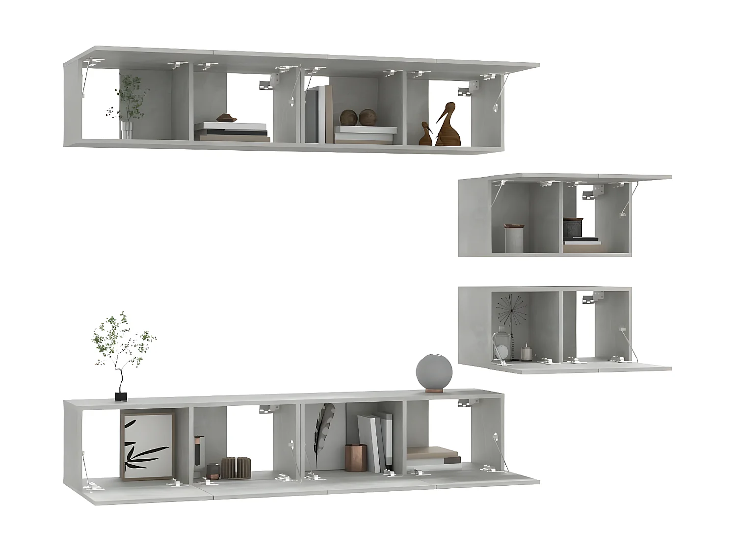 Ensemble de meubles TV 6 pcs Gris béton Bois d'ingénierie