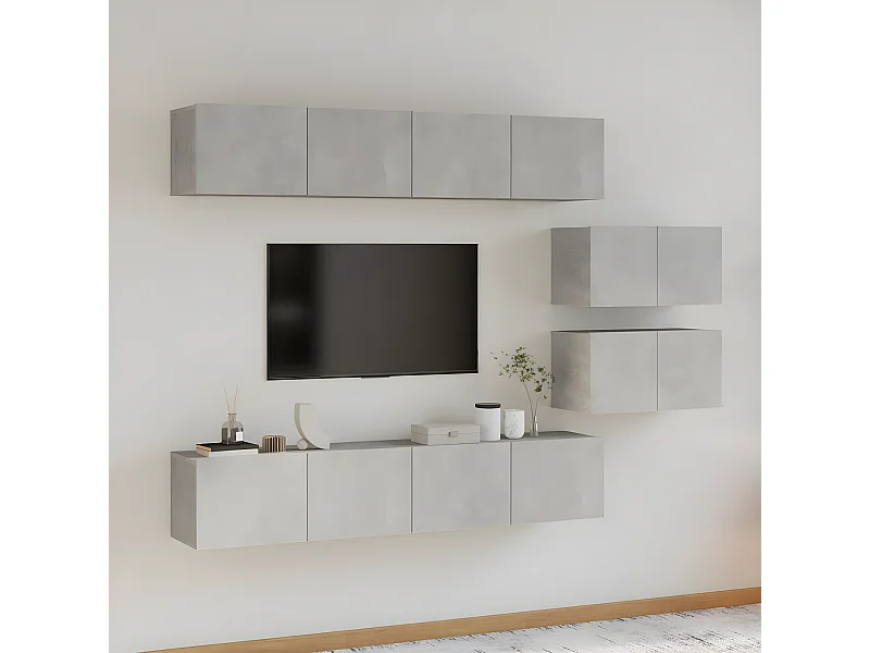 Ensemble de meubles TV 6 pcs Gris béton Bois d'ingénierie