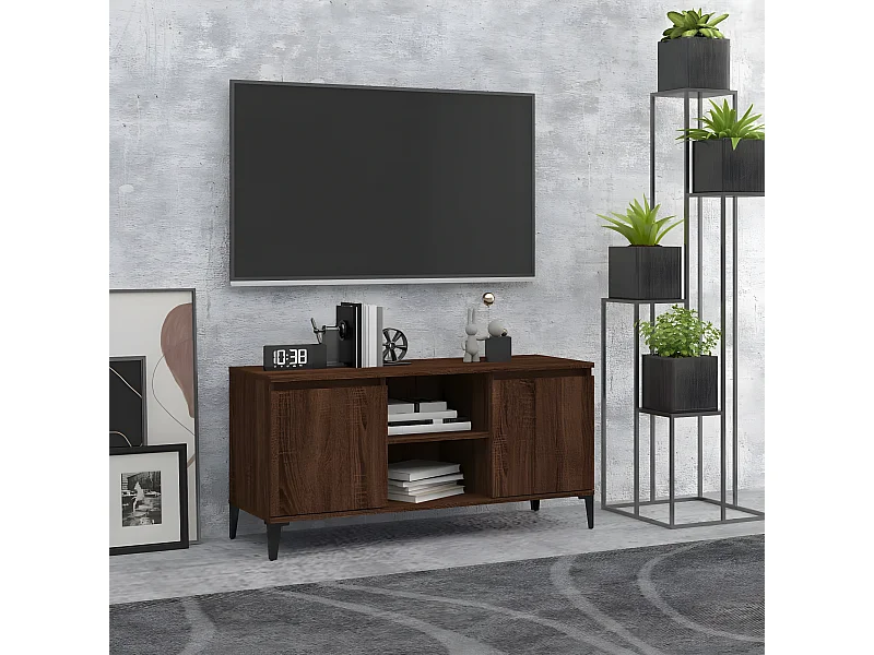 Meuble TV avec pieds en métal Chêne marron 103,5x35x50 cm
