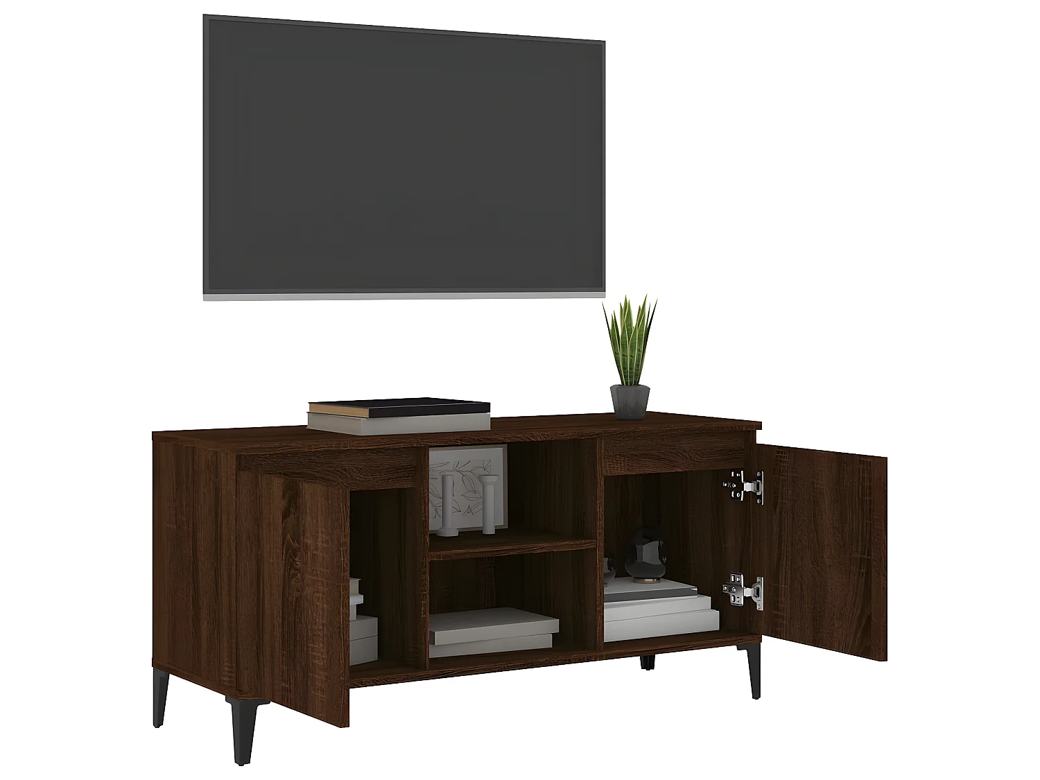 Meuble TV avec pieds en métal Chêne marron 103,5x35x50 cm