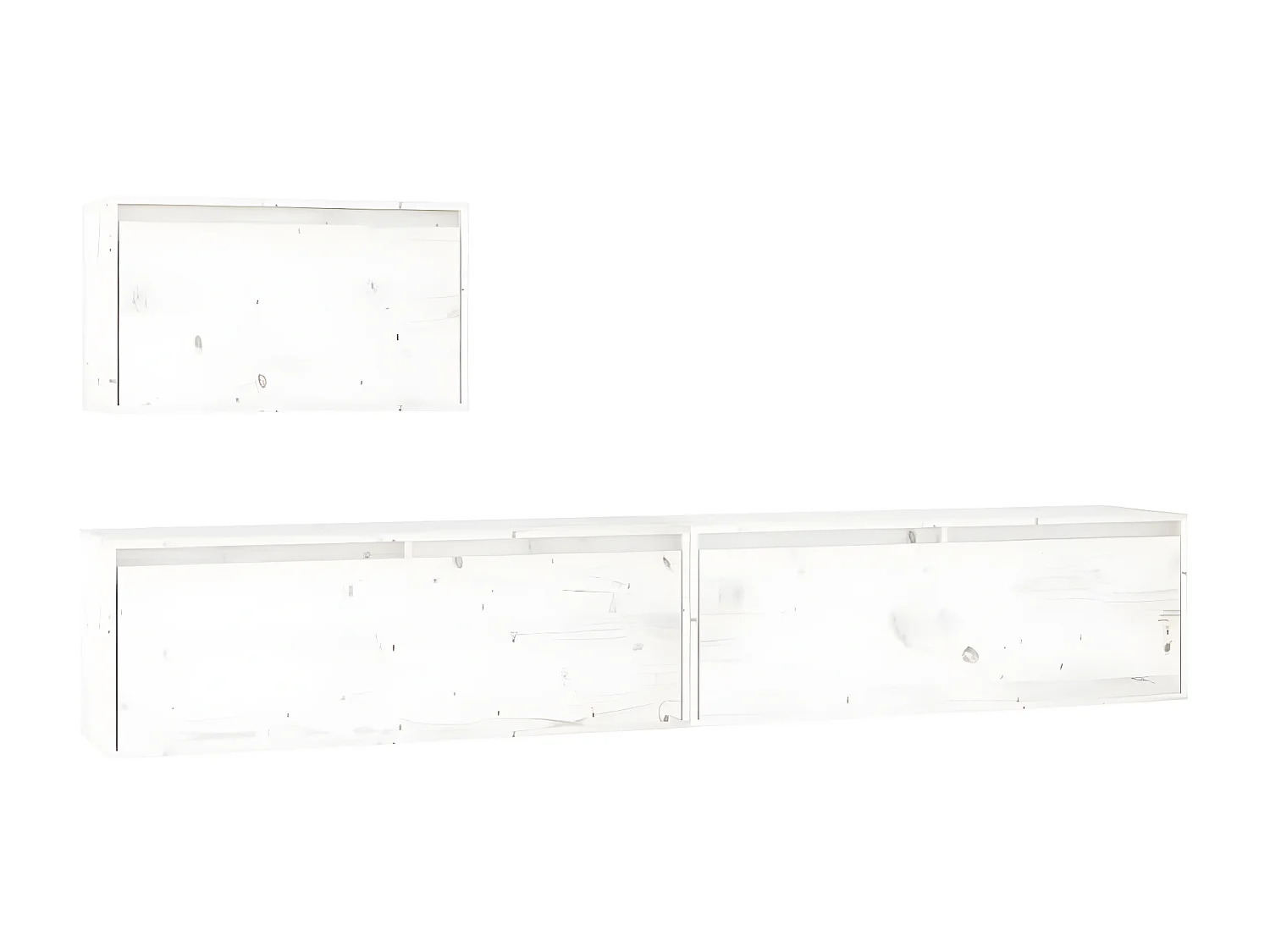 Mobile TV 3 pz. Bianco Legno di pino massiccio