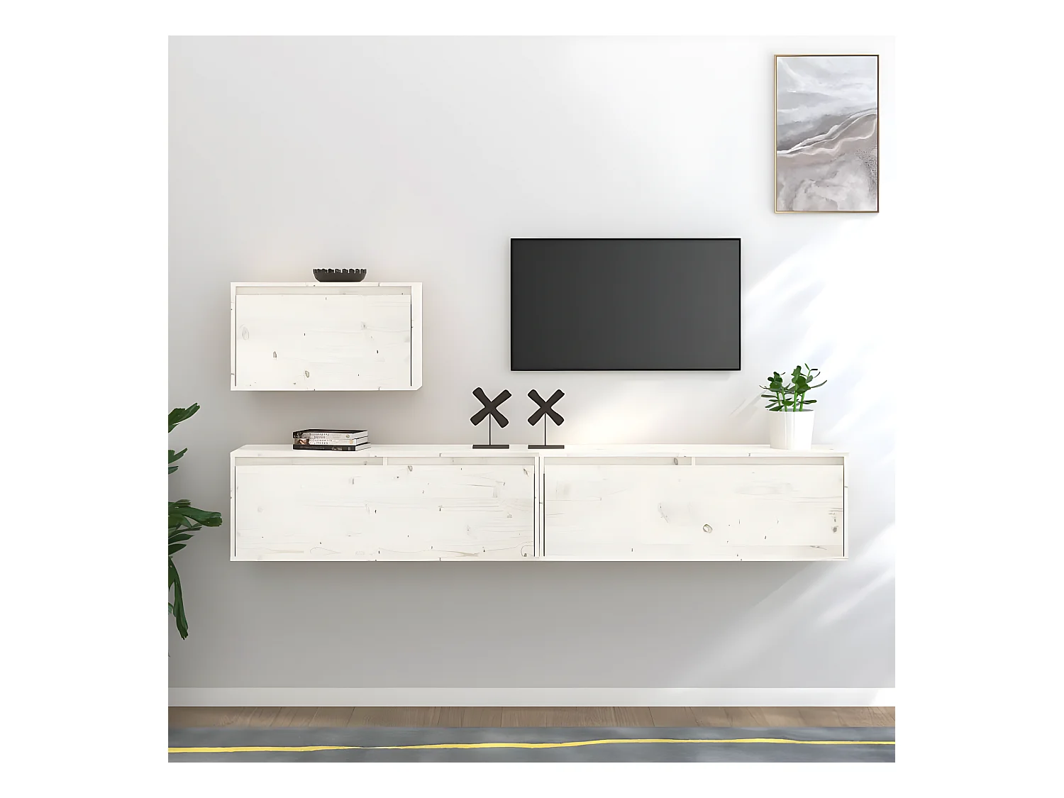 TV-meubel 3 stuks Wit Massief grenenhout