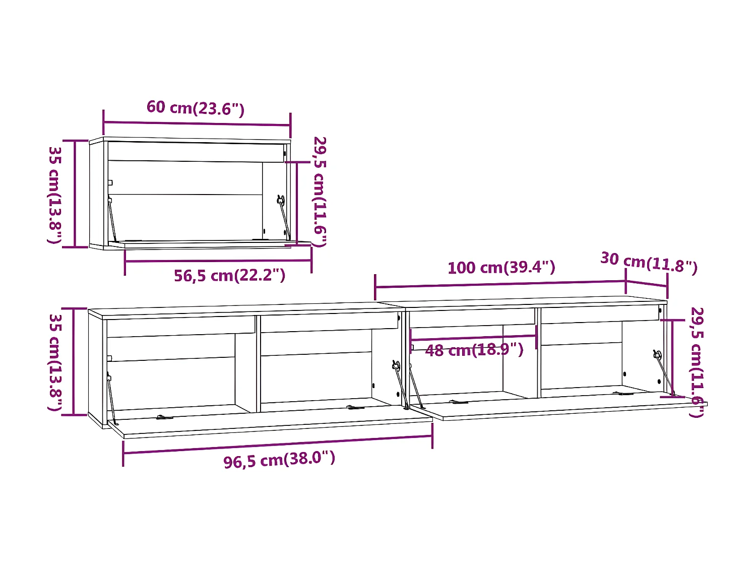 Meubles TV 3 pcs Blanc Bois massif de pin