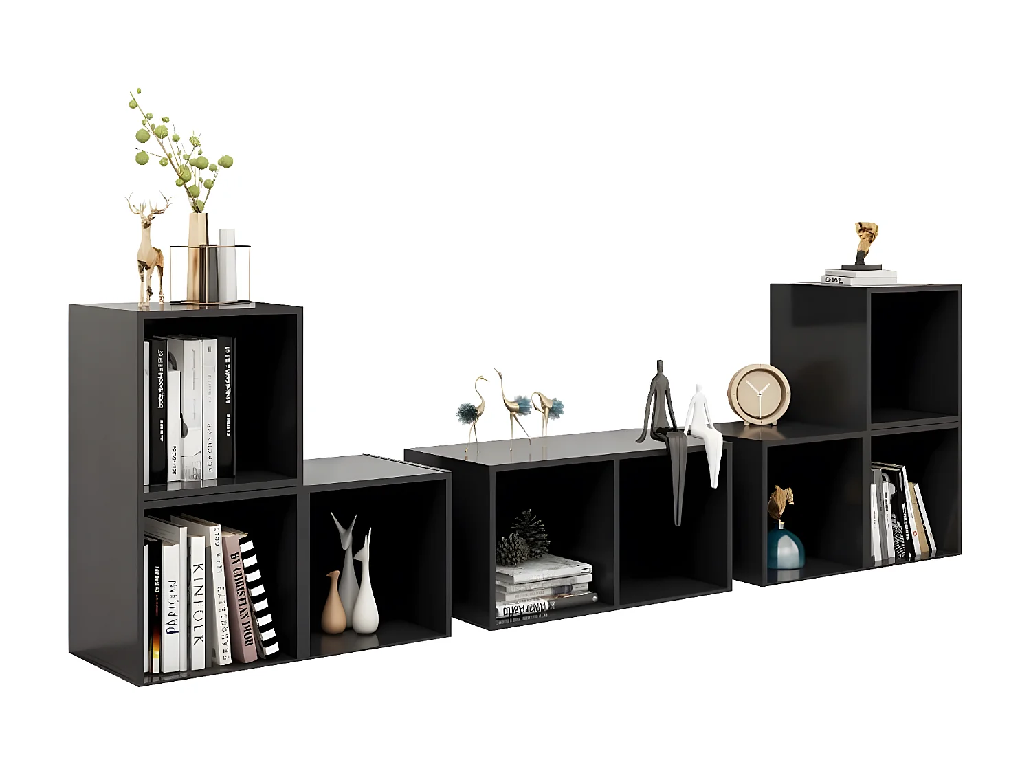 Ensemble de meubles TV 6 pcs Gris brillant Aggloméré