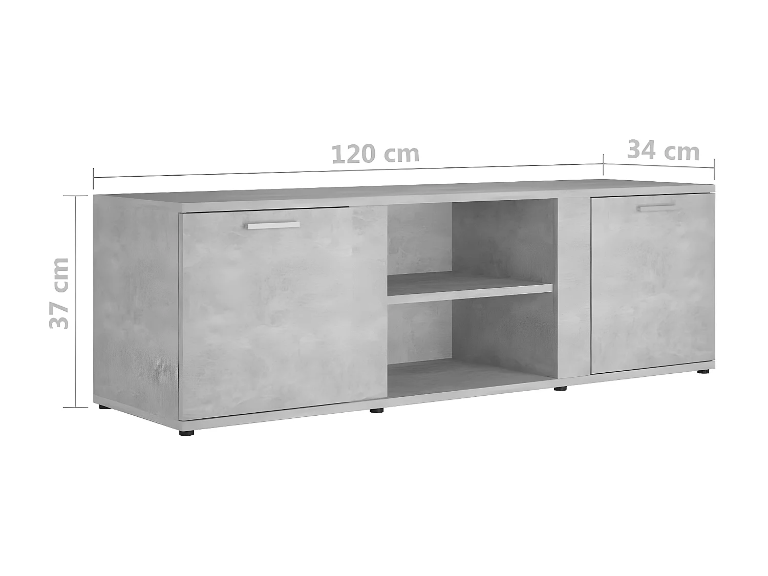 Meuble TV Gris béton 120x34x37 cm Aggloméré