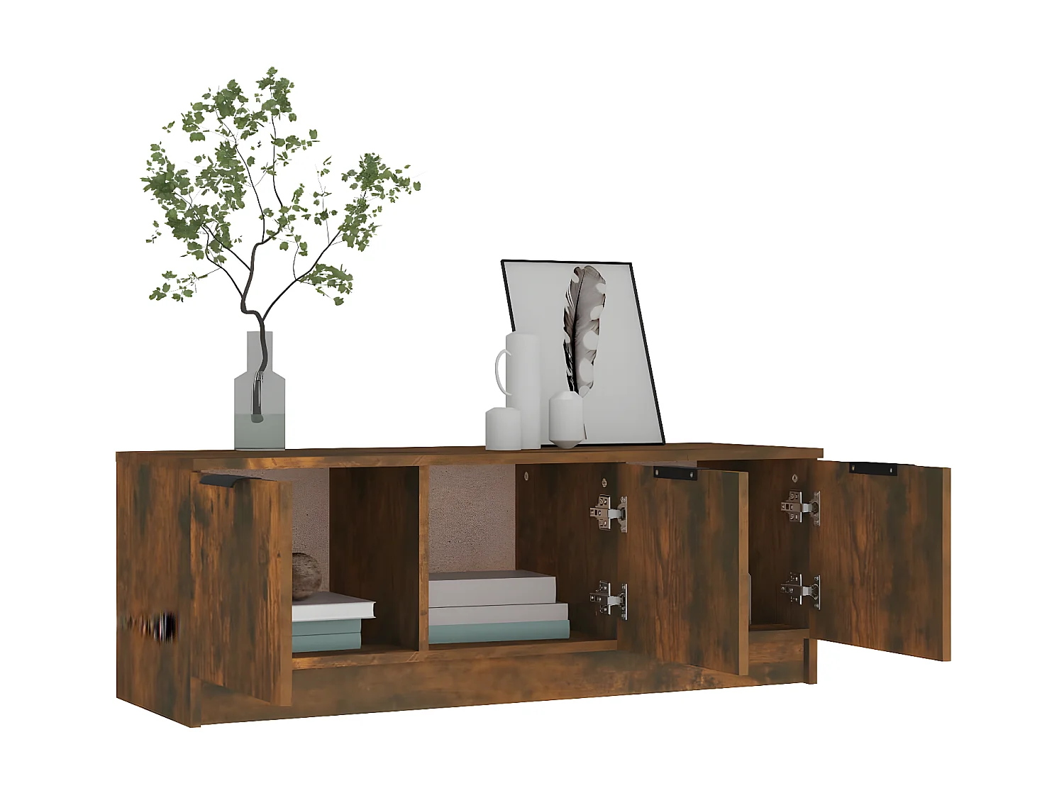 Meuble TV Chêne fumé 102x35x36,5 cm Bois d'ingénierie