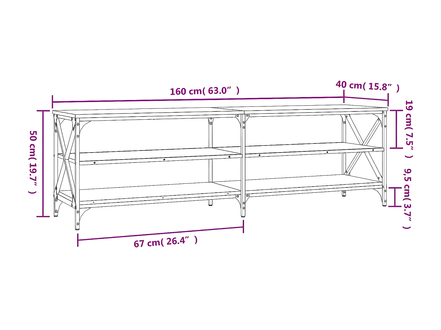 Móvel de TV preto 160x40x50 cm madeira engenharia