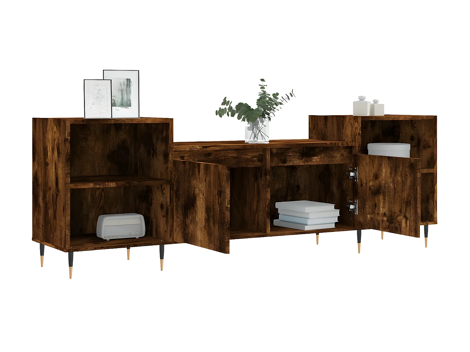 Meuble TV Chêne fumé 160x35x55 cm Bois d'ingénierie