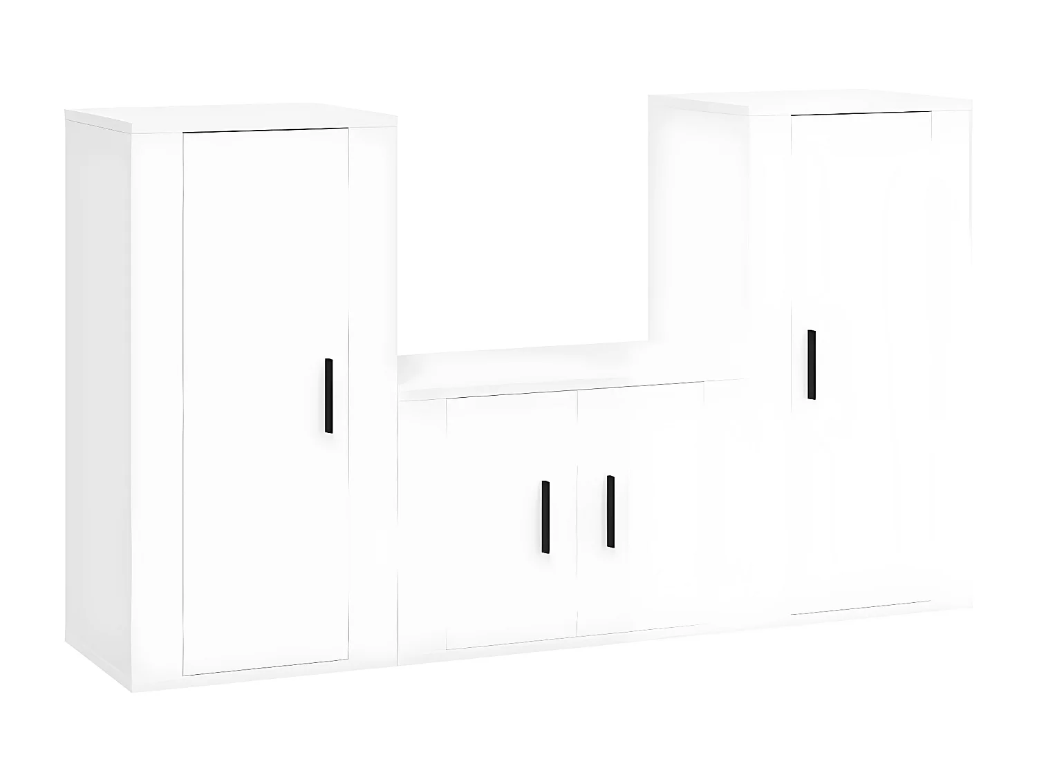 3-delige TV-meubelset Glanzend wit parket