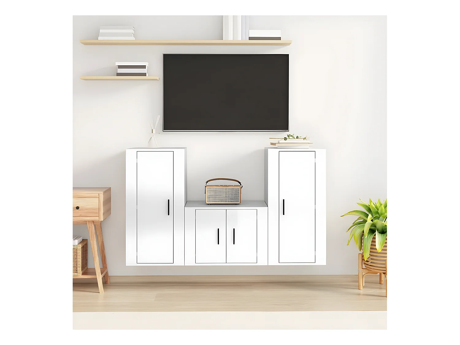 Ensemble de meubles TV 3 pcs Blanc brillant Bois d'ingénierie