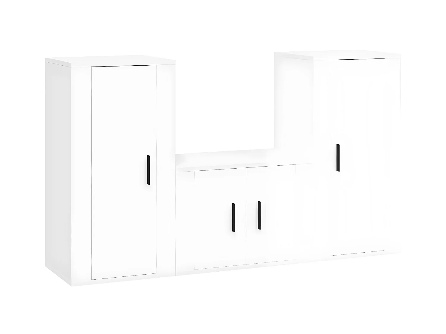 3-delige TV-meubelset Glanzend wit parket