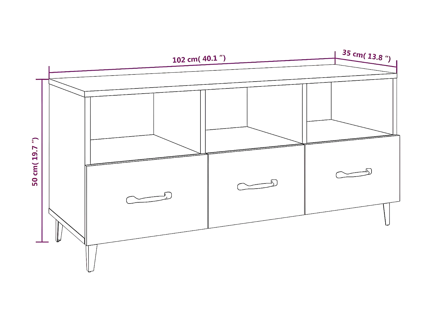 Mueble TV roble Sonoma 102x35x50 cm Madera contrachapada