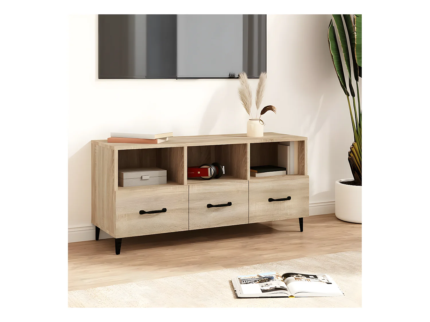 Meuble TV Chêne sonoma 102x35x50 cm Bois d'ingénierie