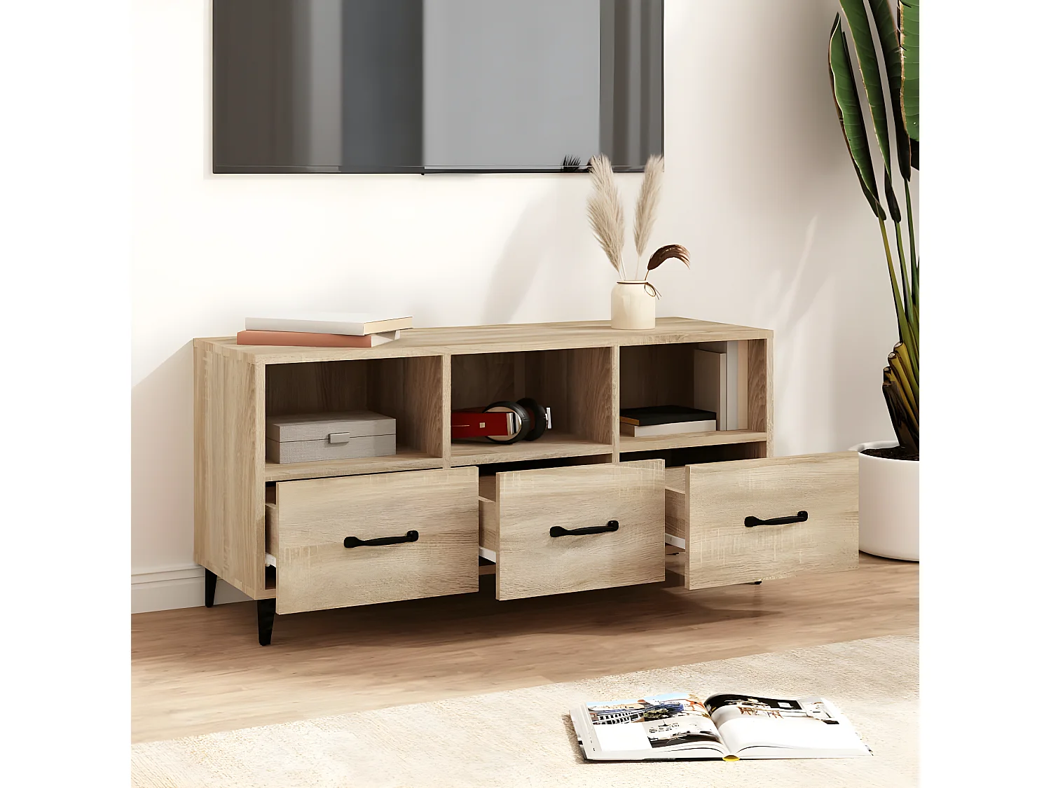 Meuble TV Chêne sonoma 102x35x50 cm Bois d'ingénierie