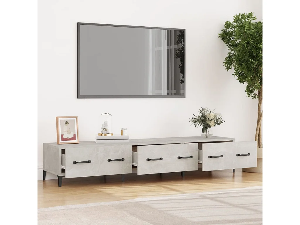 Meuble TV Gris béton 150x34,5x30 cm Bois d'ingénierie