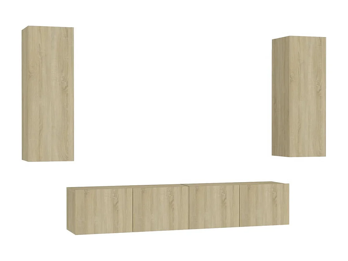 Ensemble de meubles TV 4 pcs Chêne sonoma Aggloméré