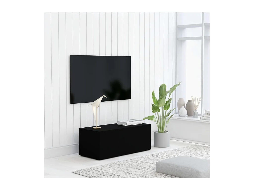 Meuble TV Noir 80x34x30 cm Aggloméré