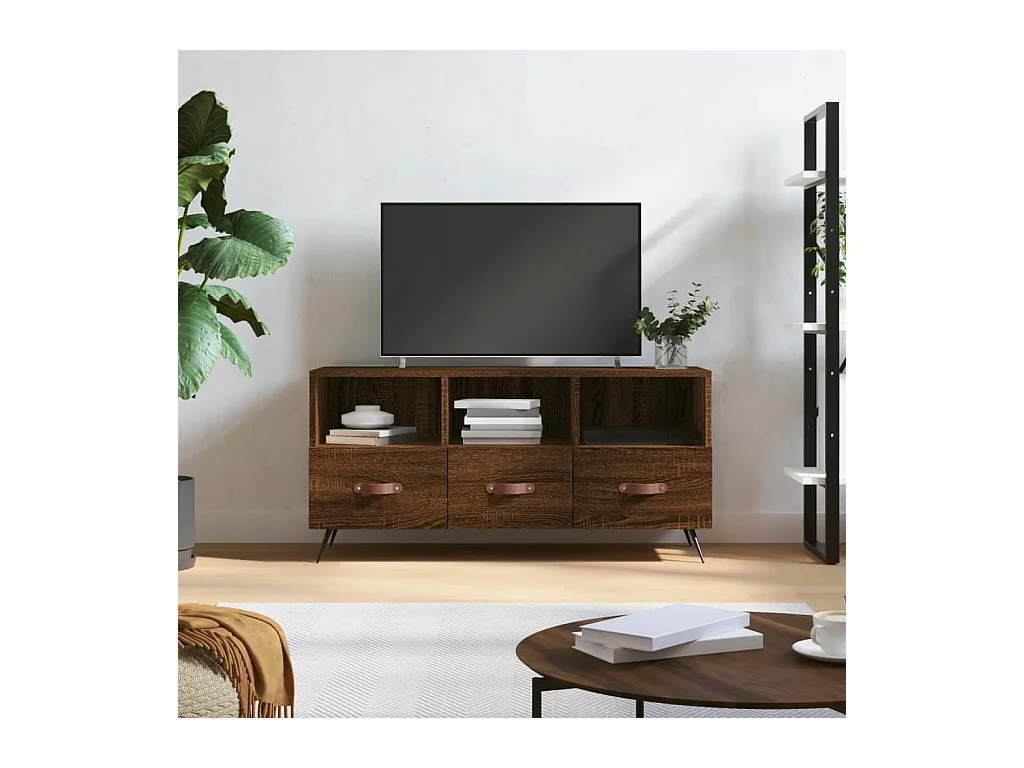 Meuble TV chêne marron 102x36x50 cm bois d'ingénierie