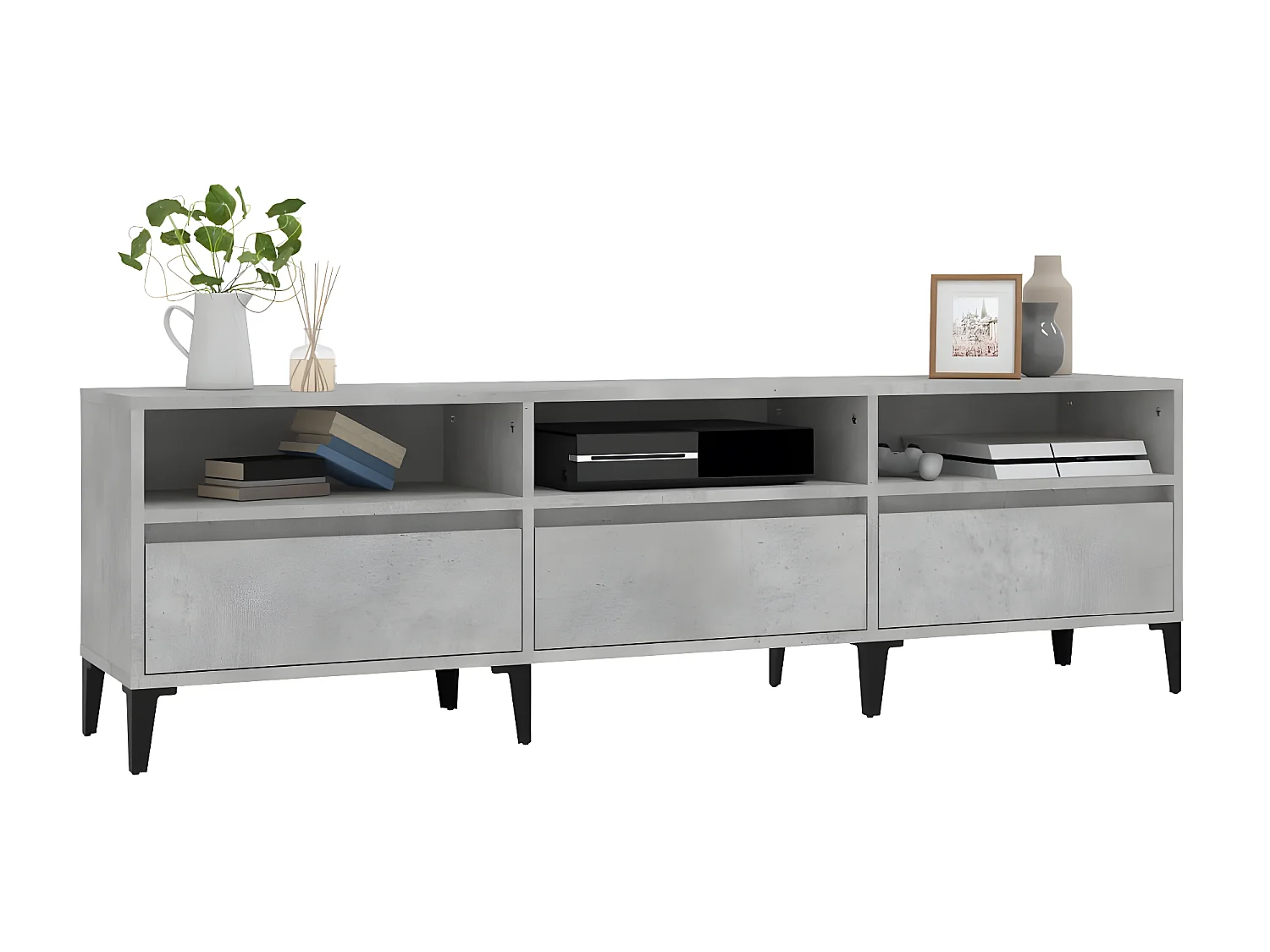 Betongrijs tv-meubel 150x30x44,5 cm samengesteld hout