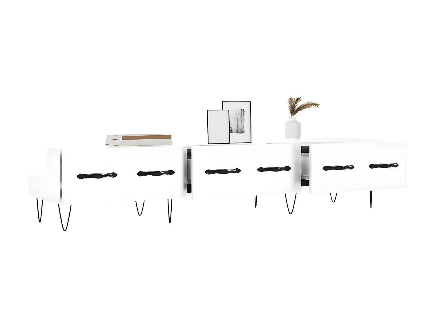 Meuble TV blanc brillant 150x36x30 cm bois d'ingénierie