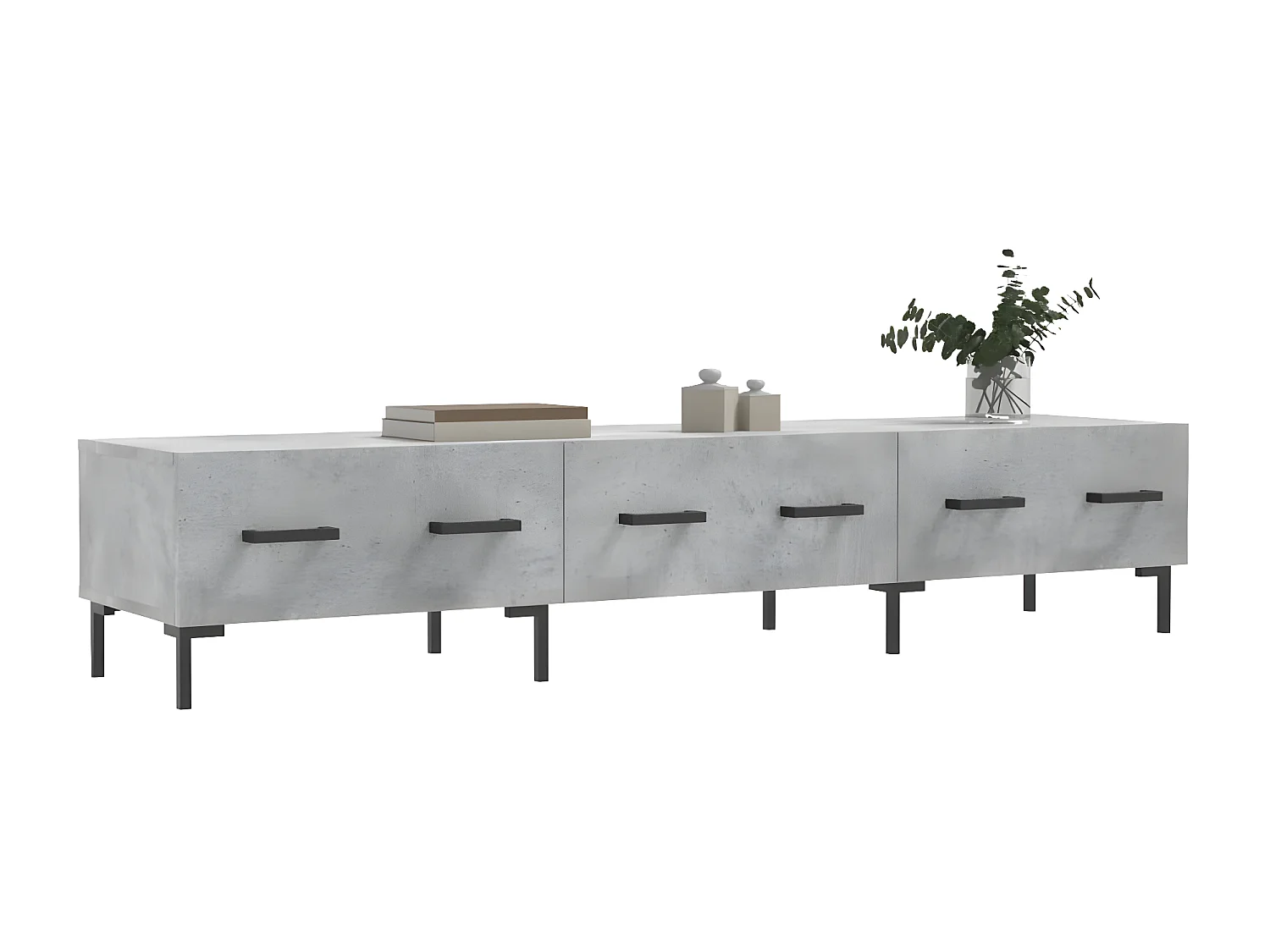 Meuble TV gris béton 150x36x30 cm bois d'ingénierie