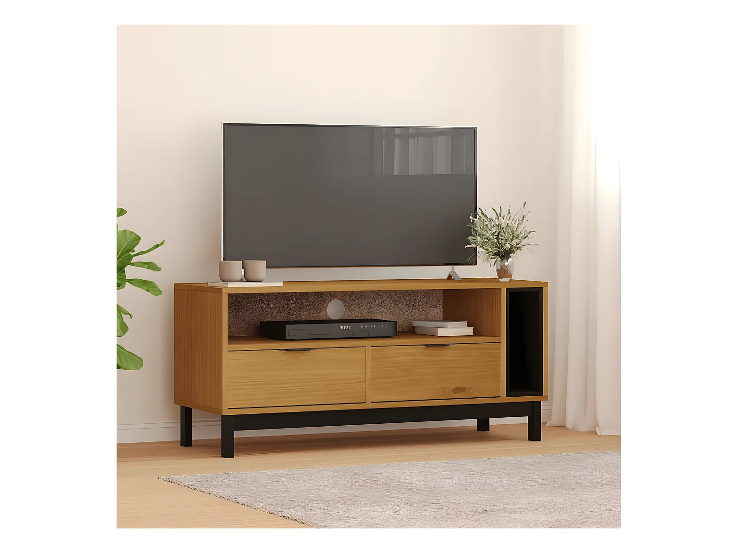 Meuble TV FLAM 110x40x50 cm bois massif de pin