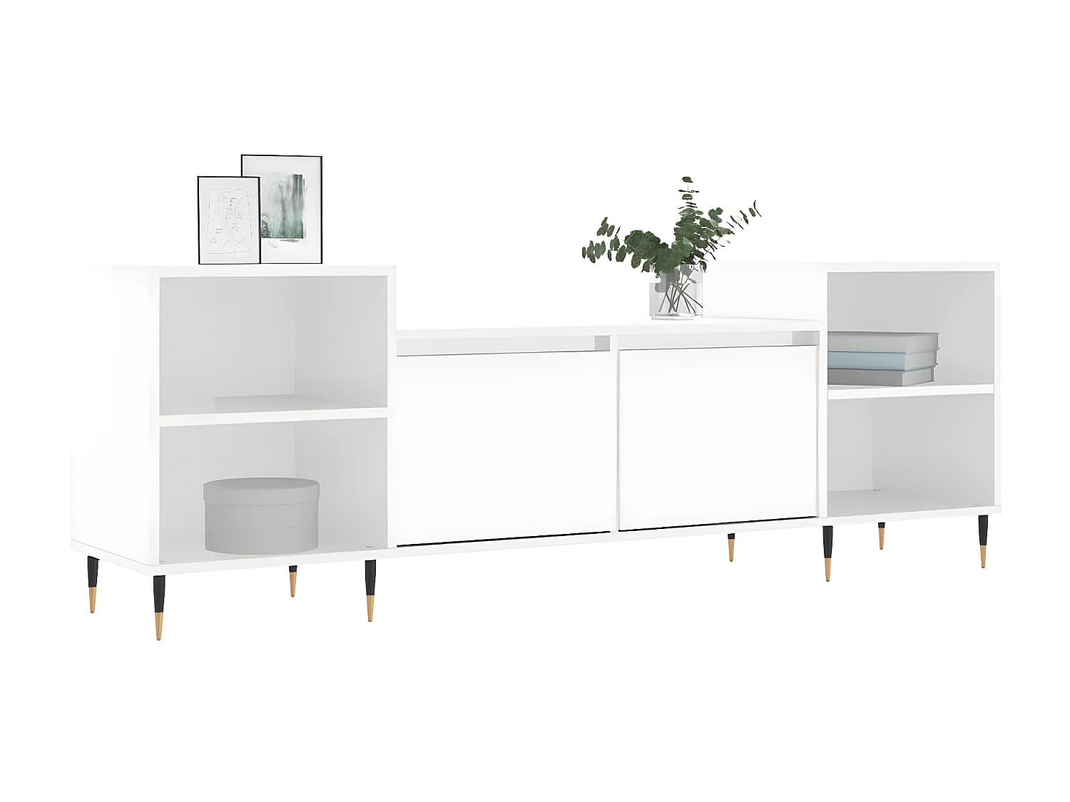 Mueble TV Blanco brillo 160x35x55 cm Madera contrachapada