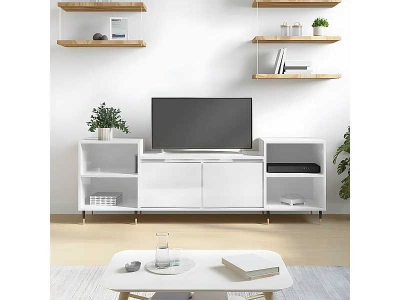 TV-Schrank, glänzend weiß, 160 x 35 x 55 cm, Holzwerkstoff