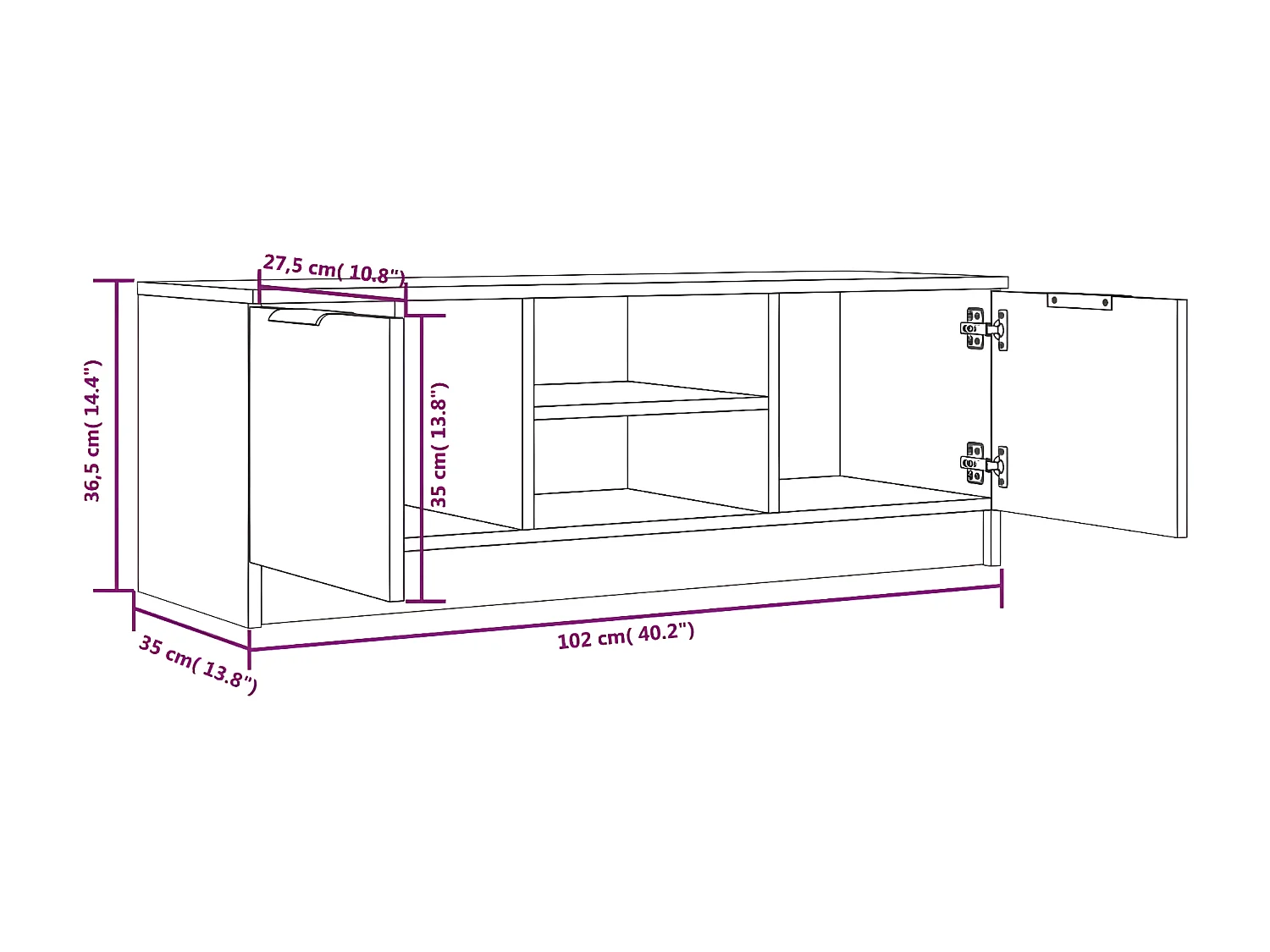 Mobile TV bianco 102x35x36,5 cm MDF